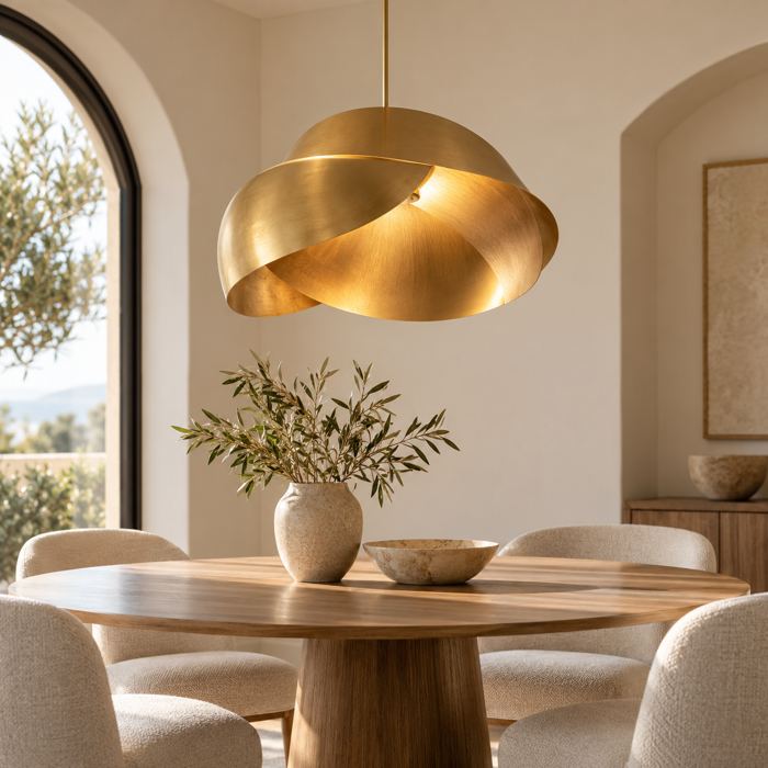 Sculptural gold pendant light